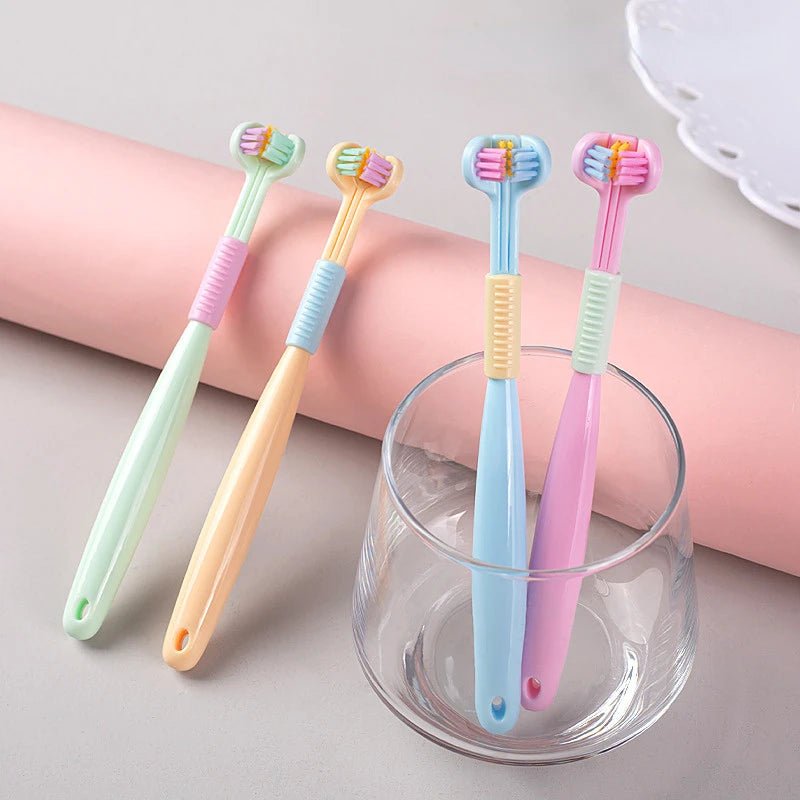 Brosse de nettoyage des dents, trois côtés 360 °