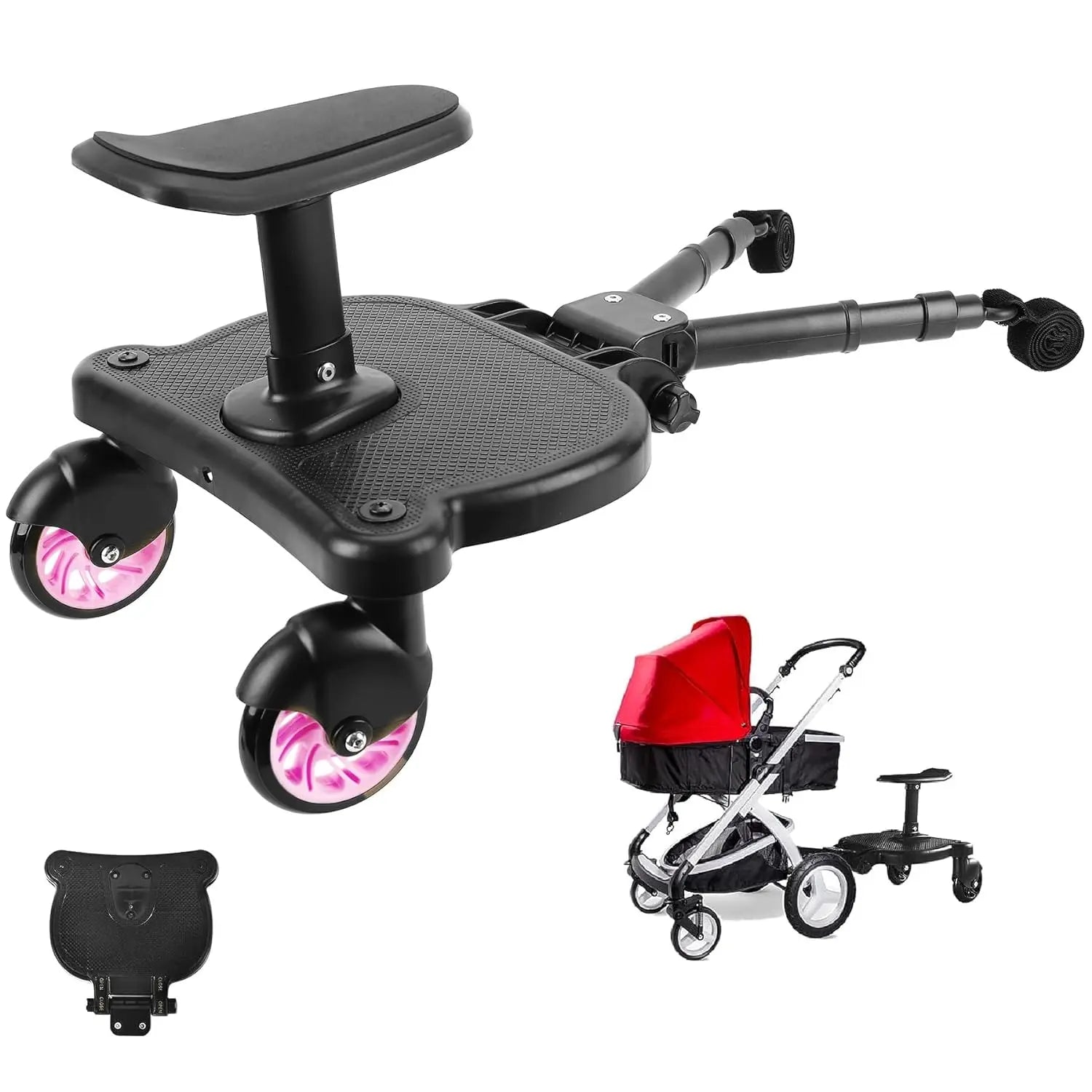 Adaptateur poussette — système de fixation détaillé
