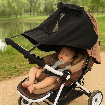 Pare-soleil poussette — protection latérale bébé
