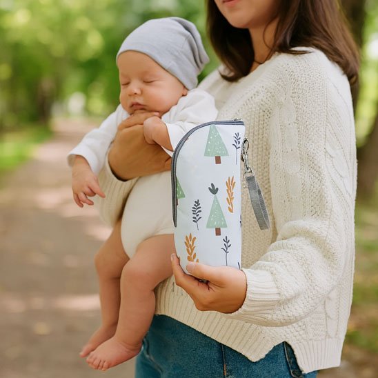 Porte biberon bébé — en situation d'utilisation