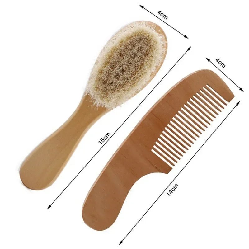 Brosse à cheveux en bois  et peigne en laine pour bébé
