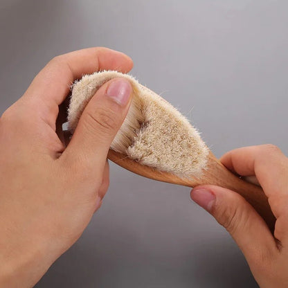 Brosse à cheveux en bois  et peigne en laine pour bébé