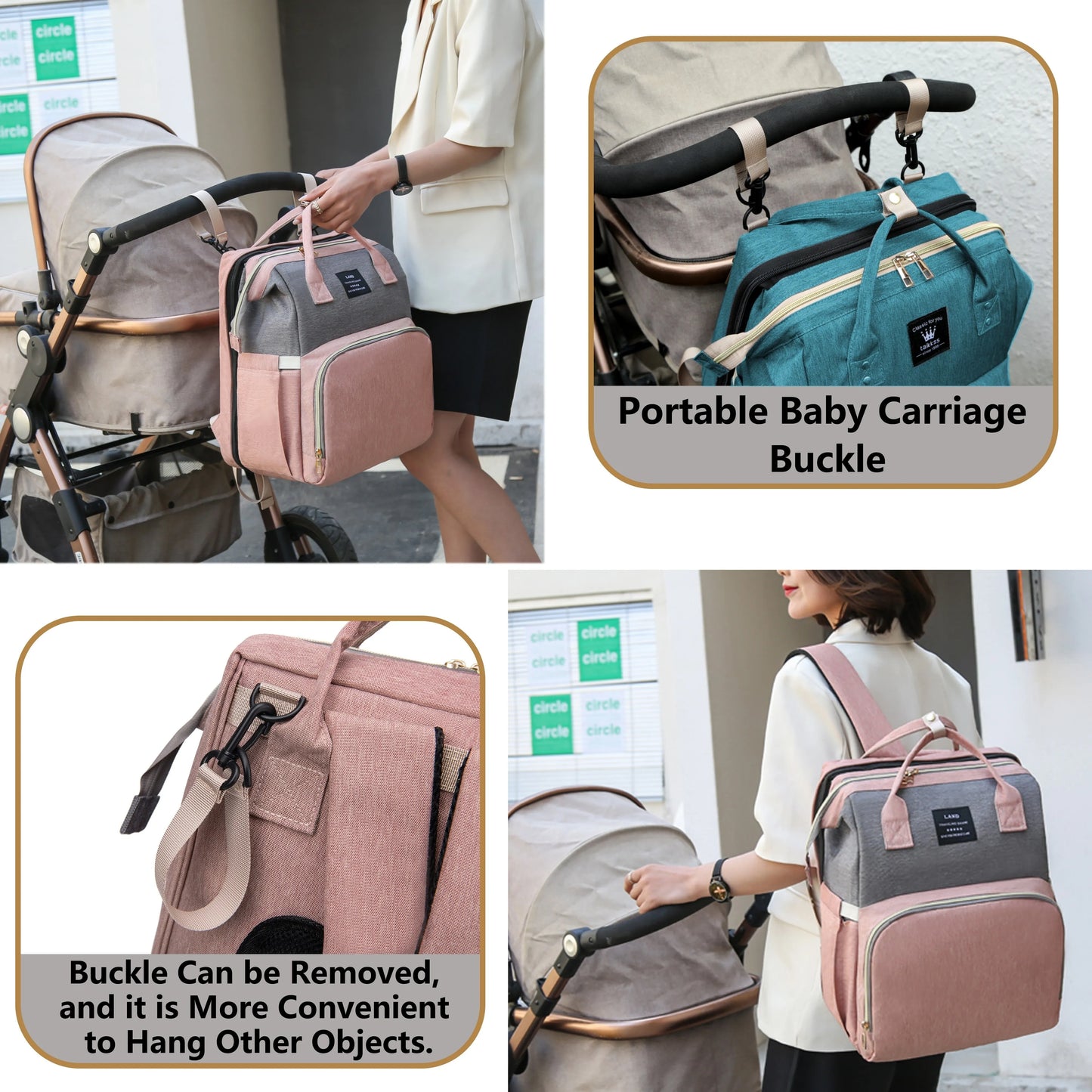 Sac à langer pliable — bretelles ergonomiques réglables