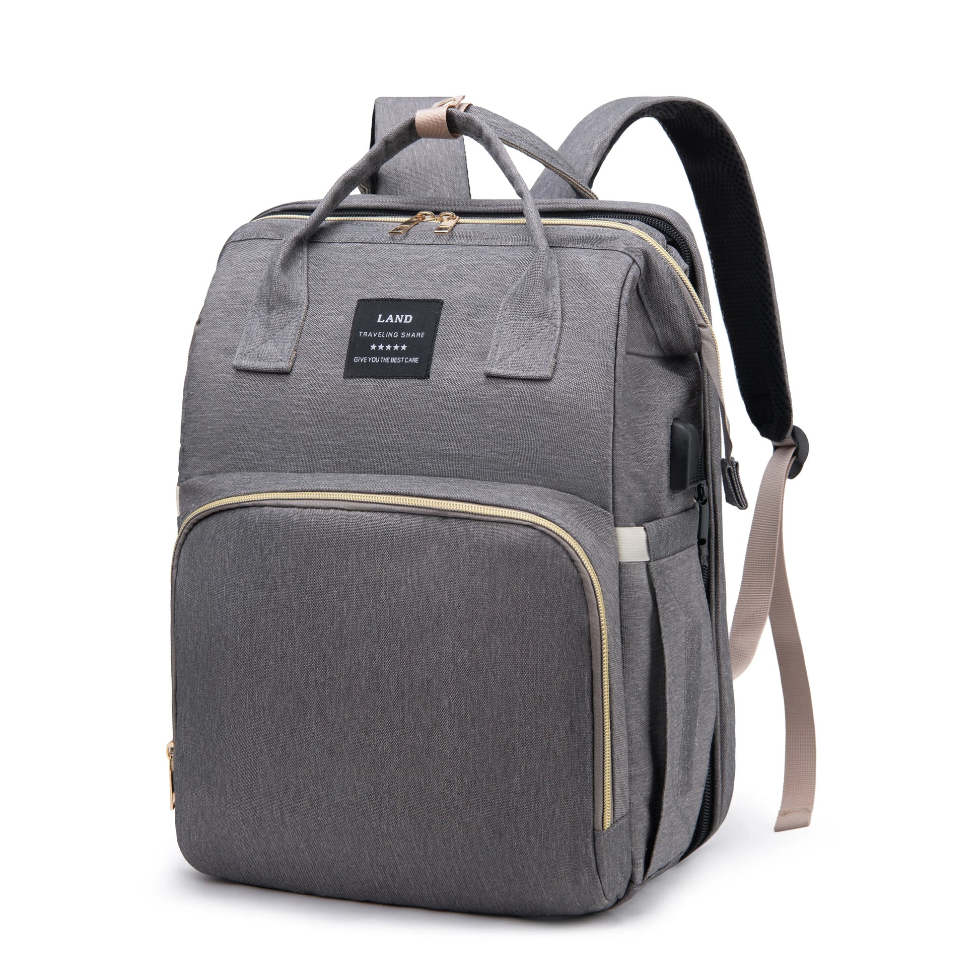 Sac à langer pliable — vue intérieure et compartiments organisés