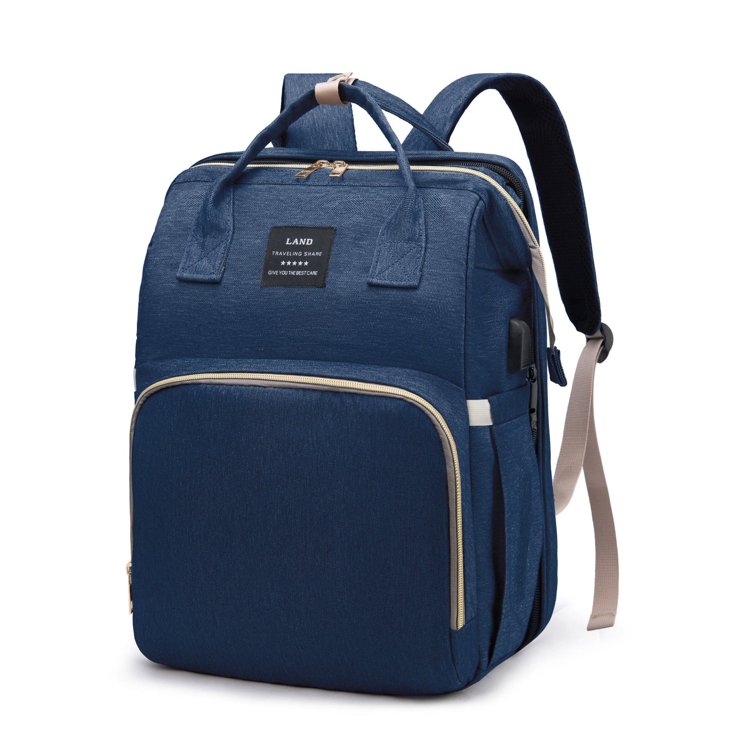 Sac à langer pliable — vue intérieure et compartiments organisés