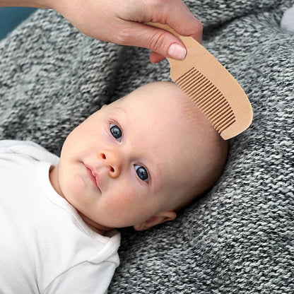 Brosse à cheveux en bois  et peigne en laine pour bébé